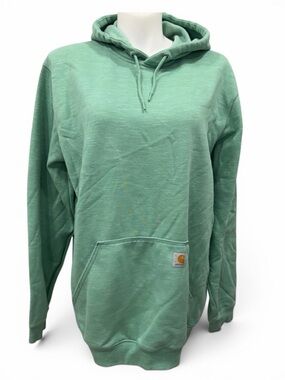 Carhartt Green Pullover Hoodie XL Tall Loose Fit Workwear Sweatshirt